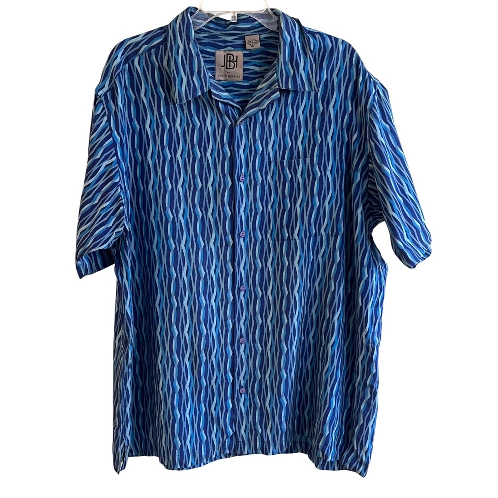 Jhane Barnes Men's Blue Wave River Beach All Over Print Silk Blend Size XXL Read